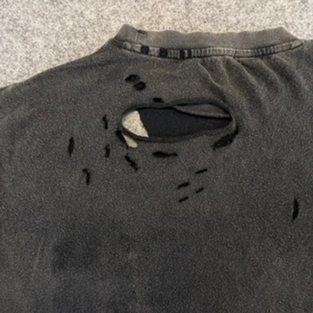 We The Free Free People Distressed Pocket T-Shirt Faded Black XS Grunge
